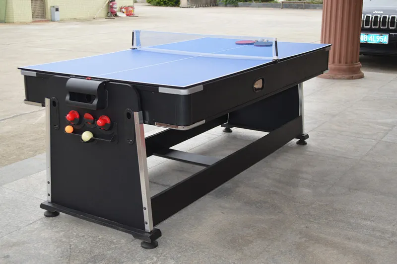 ( 4 in 1 Sprin Around Pool Table with Air Hockey Table, Tennis Table, Dining Table