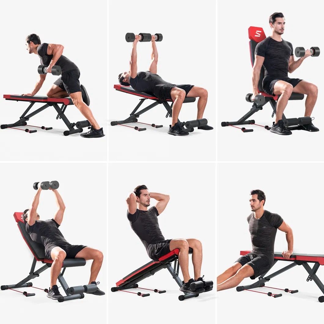 2021 Gym Multi-Function Adjustable Dumbbell Foldable Equipment Home Exercise Workout Chair Press Stool Weight Bench