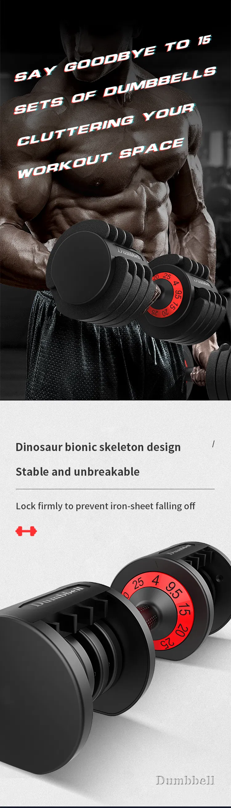 2021 New Design Dumbbeel Factory Direct Adjustable Weights Automatic Dumbbell Set for Gym Fitness Body Building