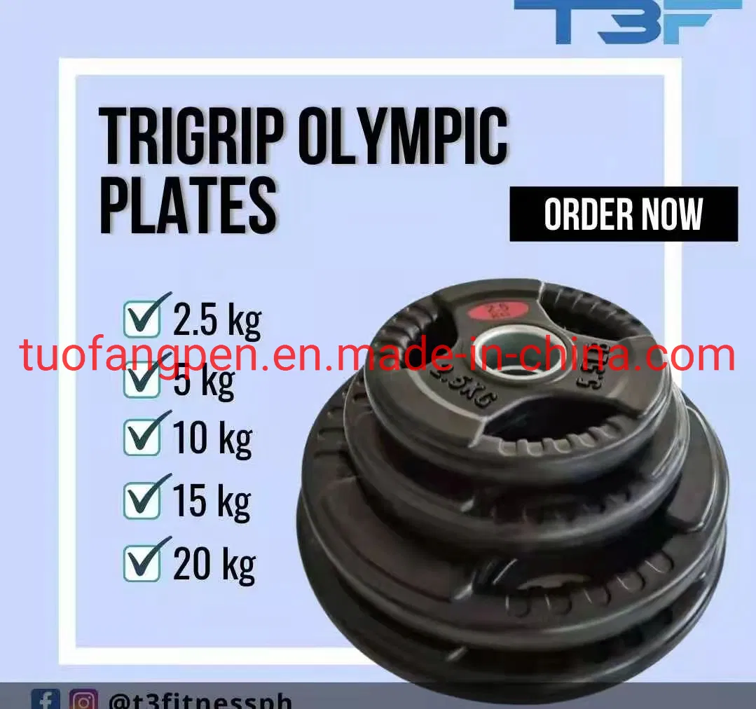 3 Holes Trigrip Olympic Rubber Coated Barbell Plates