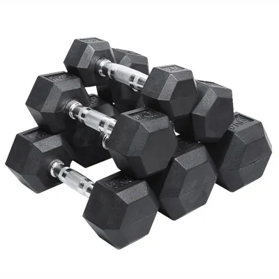 5lb 10lb 15lb 20lb 25lb 30lb 40lb 50lb Body Workouts Build Strength Weights Dumbbell Coated Heads Rubber Hex Dumbbell