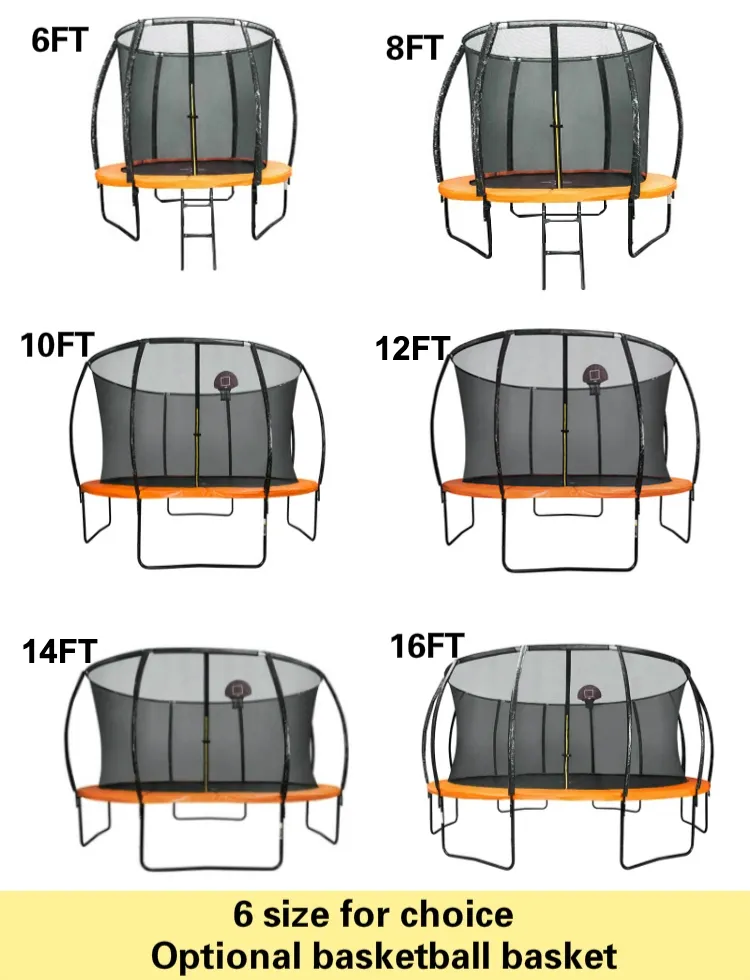 6FT 8FT Kids Indoor Trampoline Bed Jumping Trampoline with Safe Net