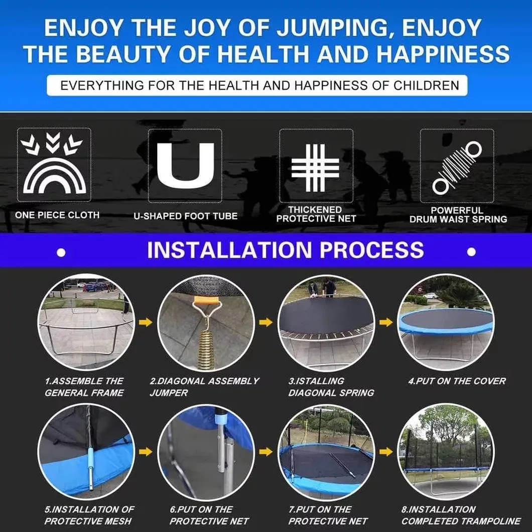 8FT, 10FT, 12FT, 13FT, 14FT Trampolines with Safety Net
