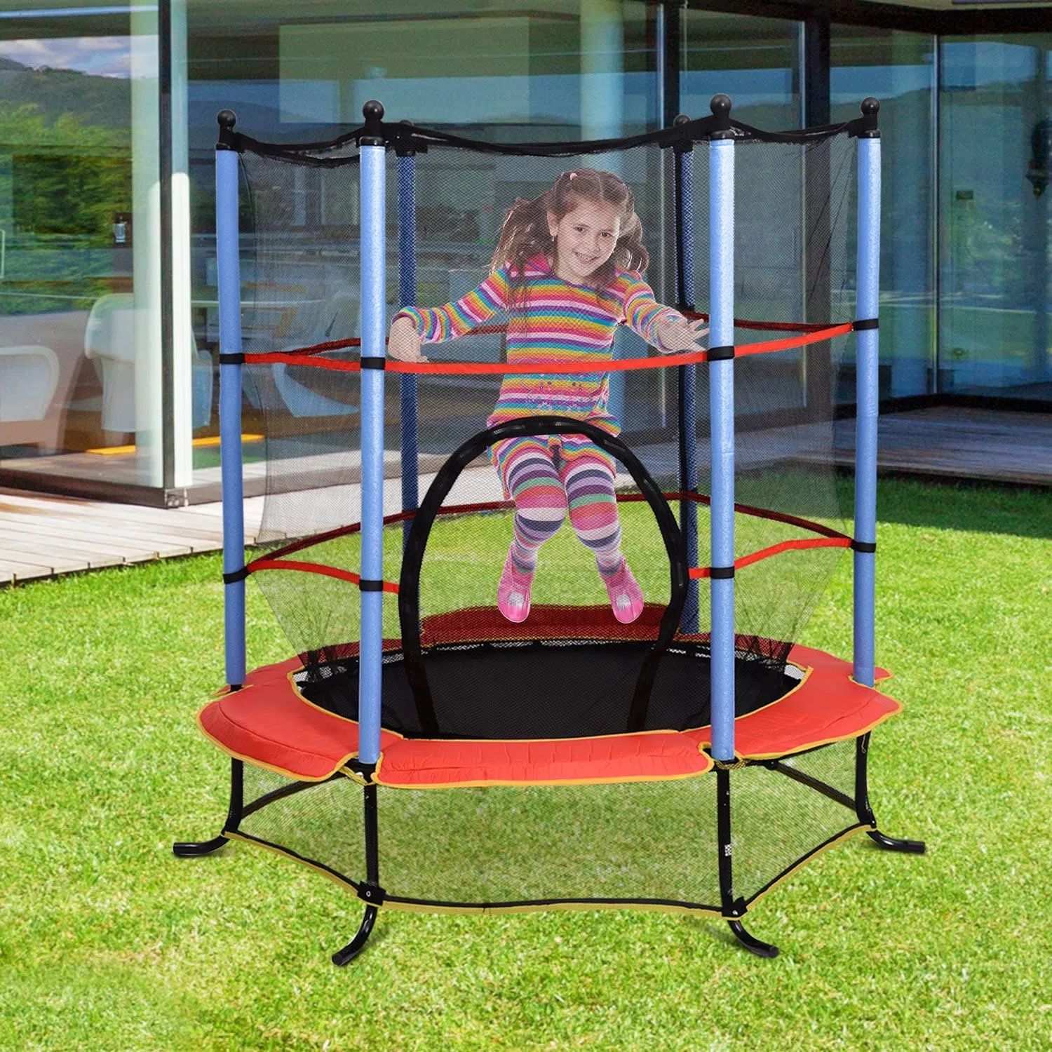 Anti Slip Kids Trampoline Above Ground Baby Infant 55' Trampolines with Safety Net