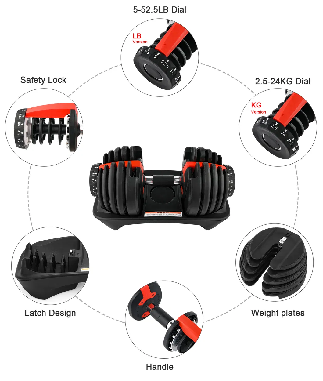 Fast Adjustable Weight Equipment for Repetitive Home Weight Exercise Equipment Fitness Dumbbell Sports Equipment Body Building Rubber