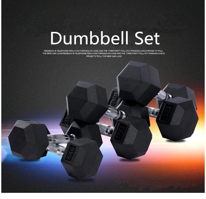 Fjjw Fitness Gym 5lbs 10lbs 15lbs 20lbs 25lbs 30lbs 35lbs 40lbs Rubber Hex Dumbbell Set