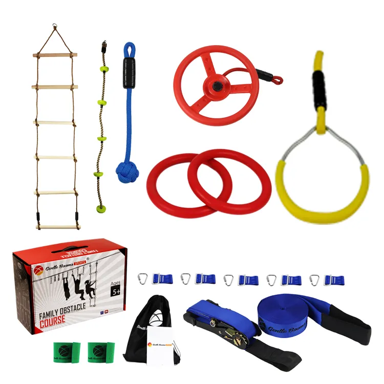 Gentle Booms Sports OEM Ninja Warrior Slackline Obstacles Course Monkey Bar with Ladders for Sale