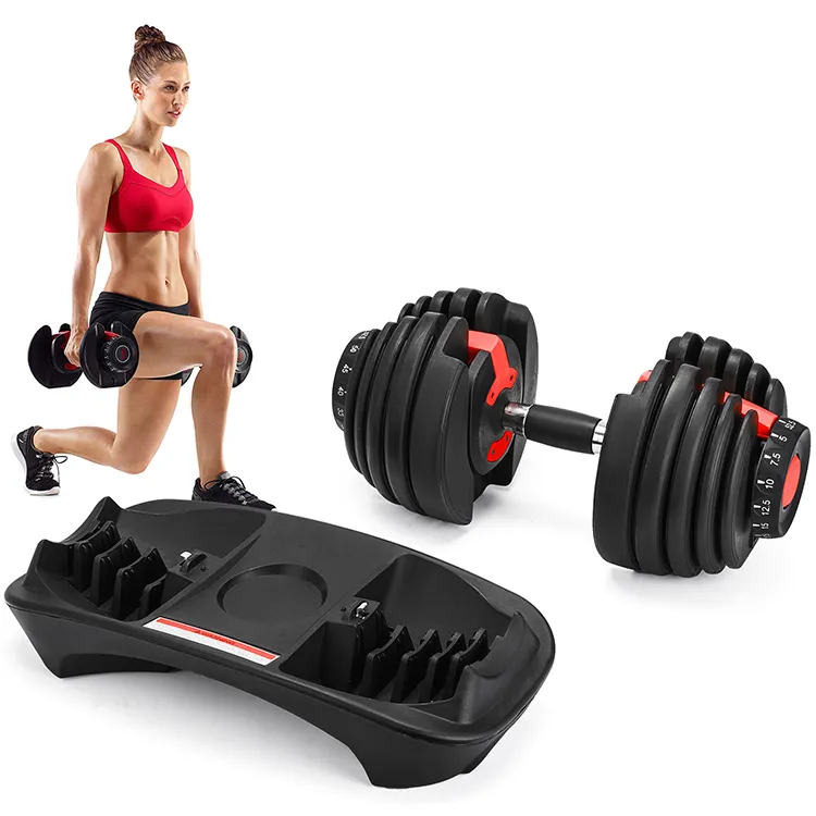 Gym Equipment Hot Selling 52lbs/90lbs Adjustable Dumbbell Set for Bodybuilding Fitness