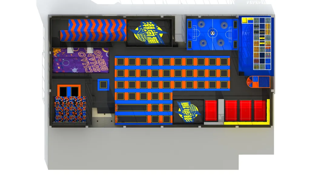Indoor Type Large Dodgeball Gymnastic Air Trampoline with Park