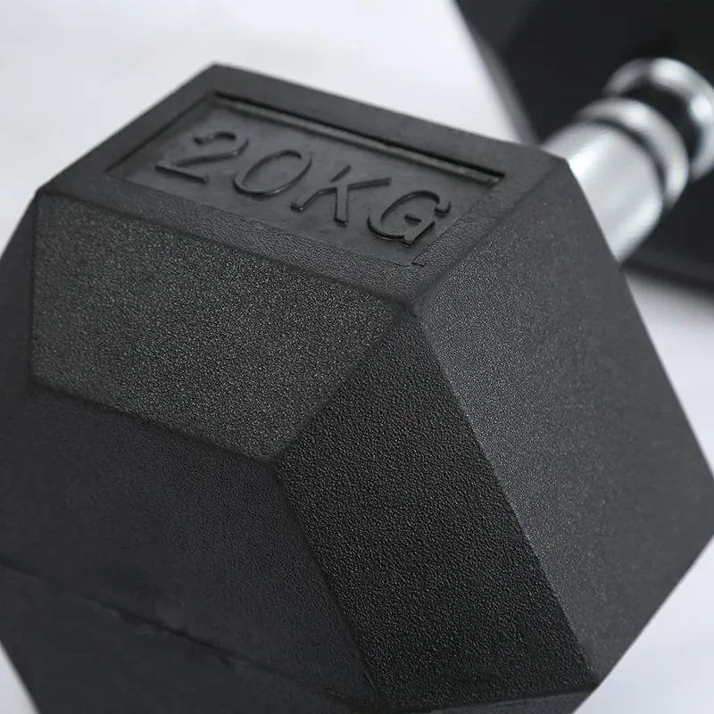Manufacturer Coated Hexagonal Dumbbell Set Gym Fitness Weight 2.5-50 Kgs Pounds Rubber Hex Dumbbell with Rack