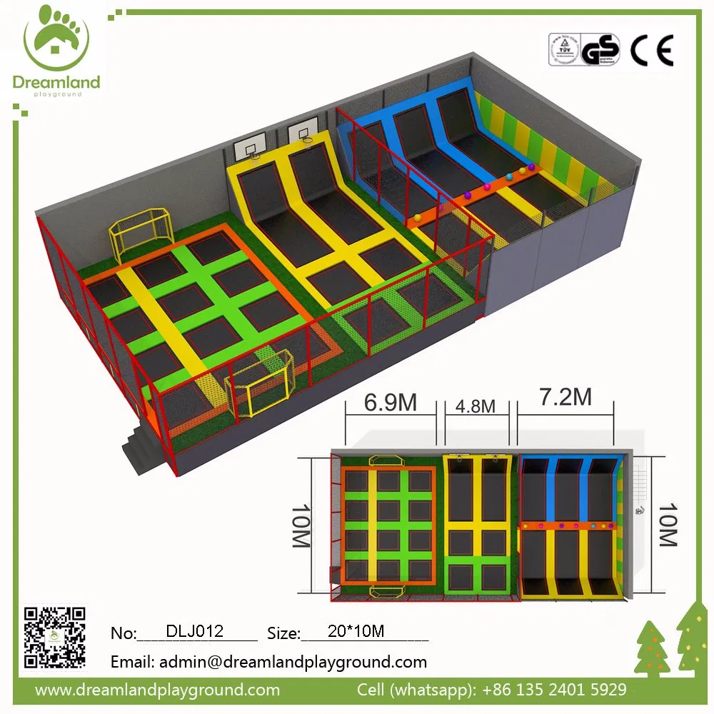 Multi-Function Trampoline Park with Free Air Jumping Zone, Dodgeball Courts and Slam Dunk Game