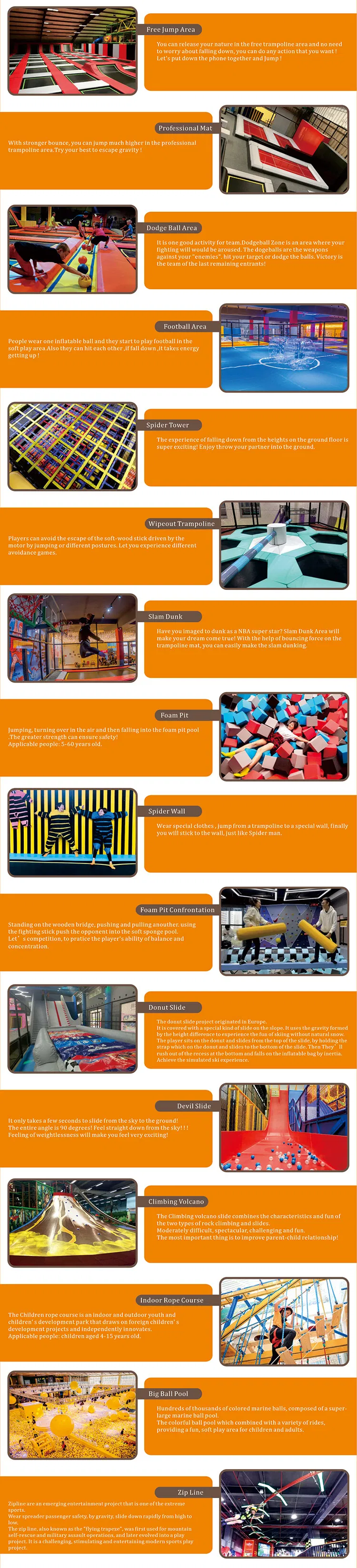 Vasia Amusement Adult Indoor Trampoline Park Customized Design