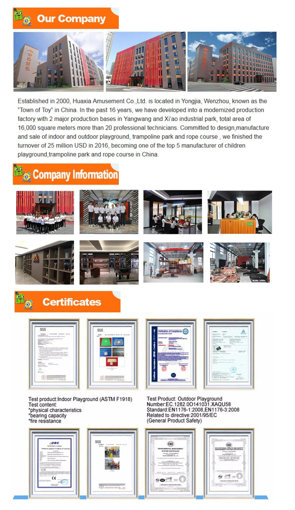 Whosale Trampoline Park, Indoor Jumping Trampoline